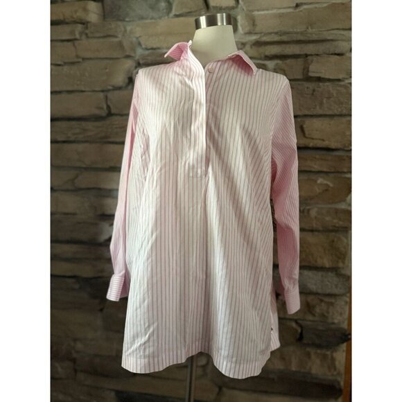 TALBOTS Pink-White Stripe Non-Iron size 18 WP Perfect Tunic - Picture 1 of 9